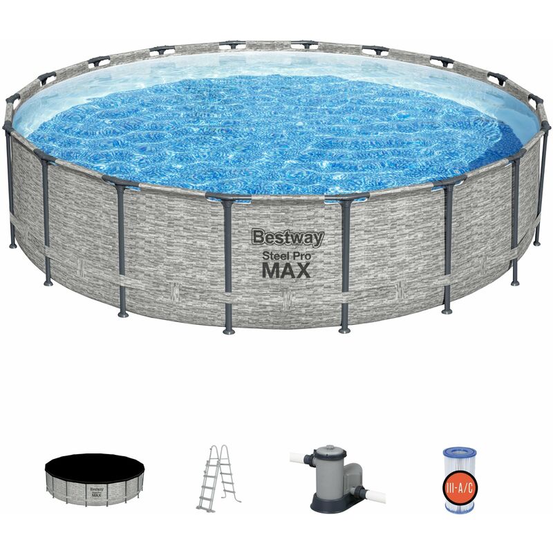 foto del prodotto piscina con struttura rotonda steel pro max effetto pietra 549x122 cm bestway 5618y