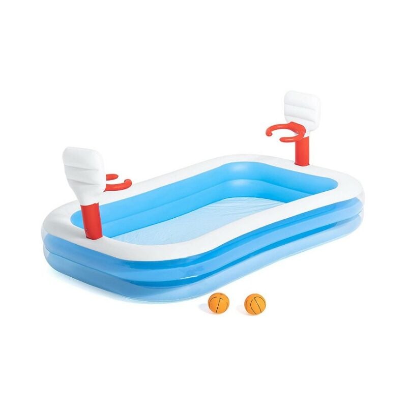foto del prodotto piscina family basketball con 2 palle e canestri cm.251x168x102h.