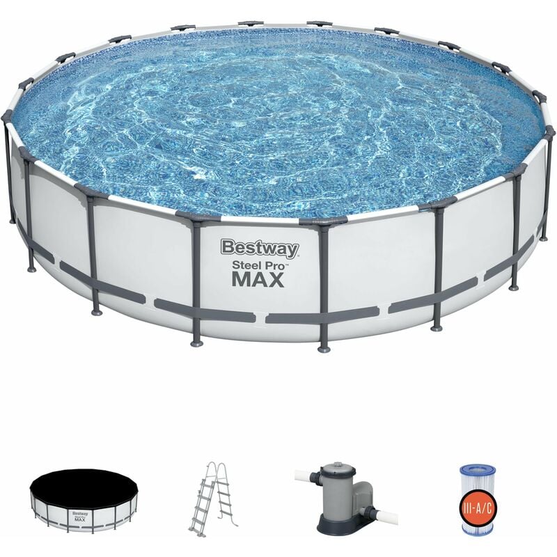 foto del prodotto piscina fuoriterra tonda 549x122h steel pro max bestway 56462 completa accessori