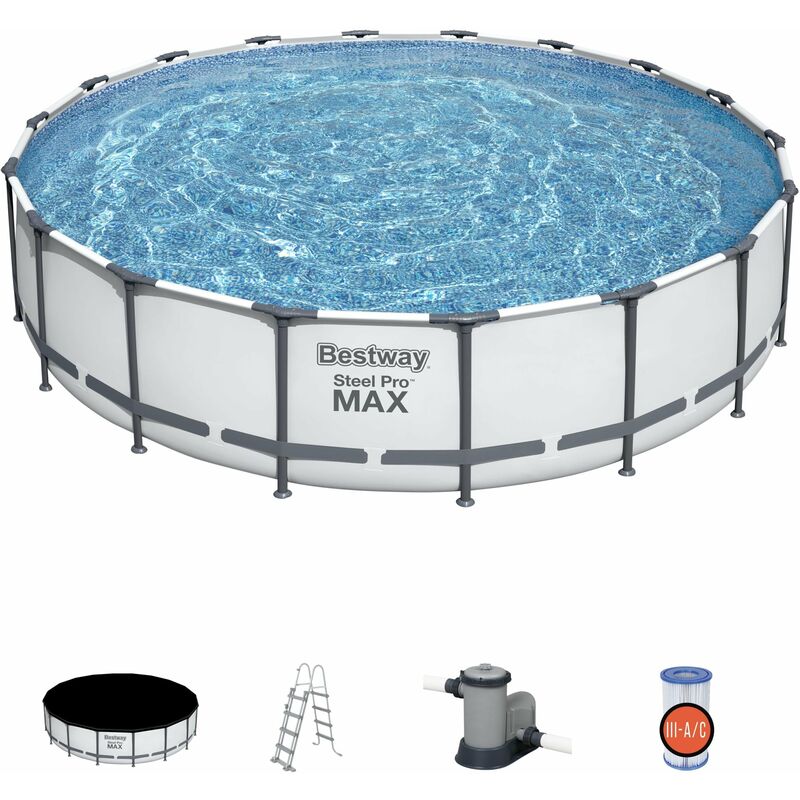 foto del prodotto piscina fuoriterra tonda 549x122h steel pro max bestway 56462 completa accessori