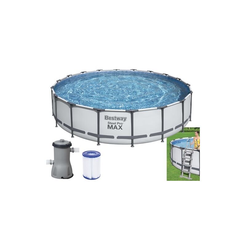 foto del prodotto piscina fuoriterra tonda con telaio d.457 h.122 con pompa art.56438 piscine