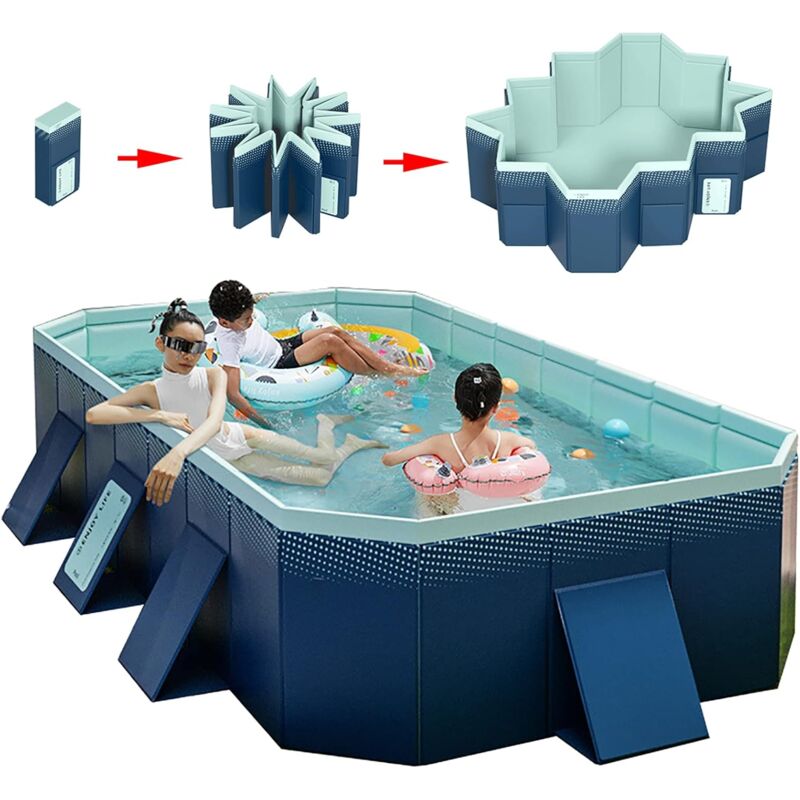 foto del prodotto piscina gonfiabile 160 x 120 x 47 cm piscine gonfiabili rettangolari, piscina per famiglie per adulti e bambini per festa estiva in giardino,