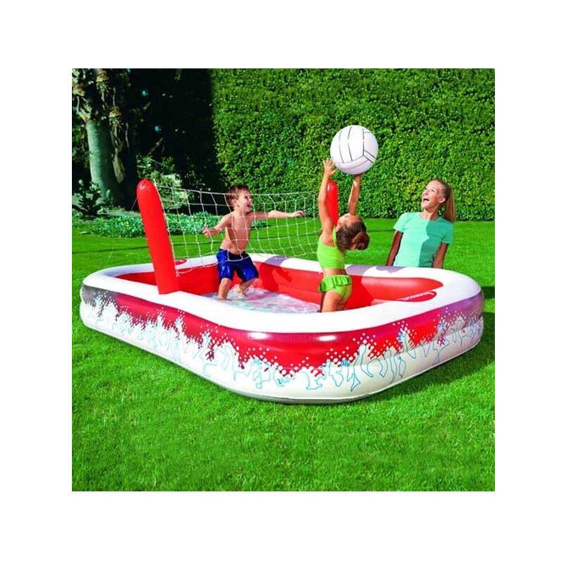 foto del prodotto piscina gonfiabile con rete gioco pallavolo e pallone 254 x 168 x 97 cm trade shop traesio