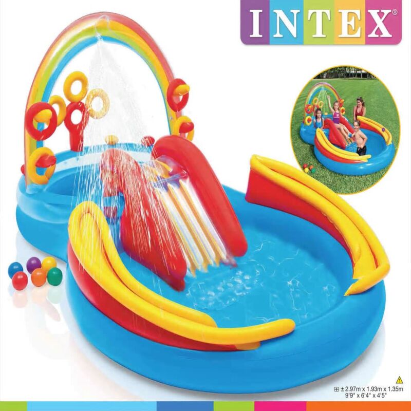foto del prodotto piscina gonfiabile rainbow ring play center 297x193 x135 cm intex