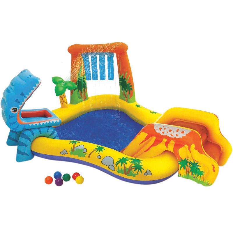 foto del prodotto piscina gonfiabile rettangolare gioco dinosauro 3 anni cm.249x191x109h. peso kg.5,2 art.57444 