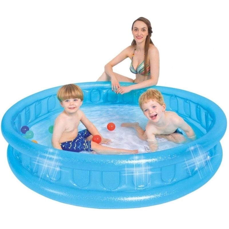 foto del prodotto piscina gonfiabile rotonda con lato morbido a mosaico 155 x 32 cm per bambini 016181 trade shop traesio