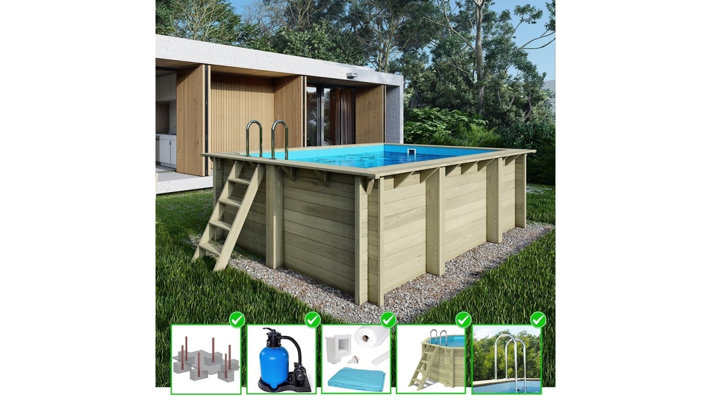 foto del prodotto piscina in legno aqua 4.65x2.85 h.1.24 m con profilo da cementare bas7306ospi altanka