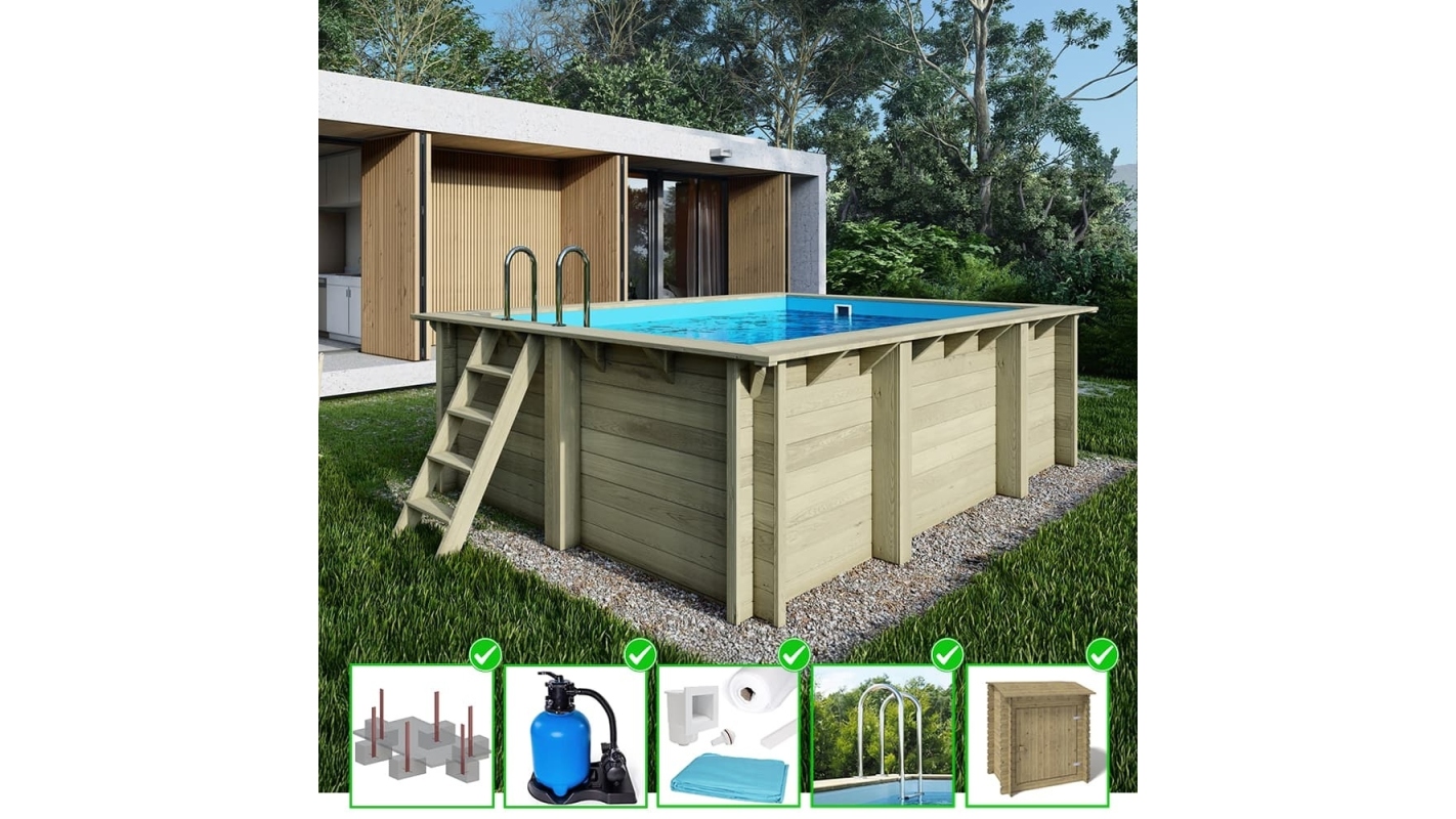 foto del prodotto piscina in legno aqua 4.65x2.85 h.1.24 m con profilo da cementare bas7306ospi sza altanka