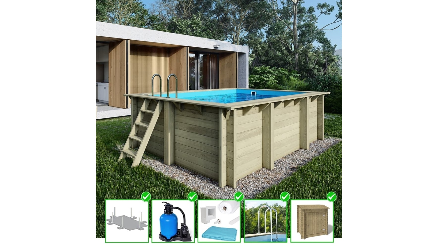 foto del prodotto piscina in legno aqua 4.65x2.85 h.1.24 m su telaio senza cementazione bas7306ospu sza altanka