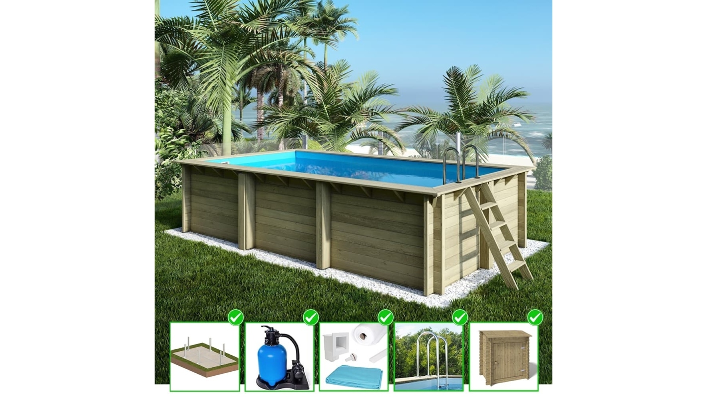 foto del prodotto piscina in legno aqua 6.1x2.85 h.1.31 m su telaio senza cementazione bas7307ospu sza altanka