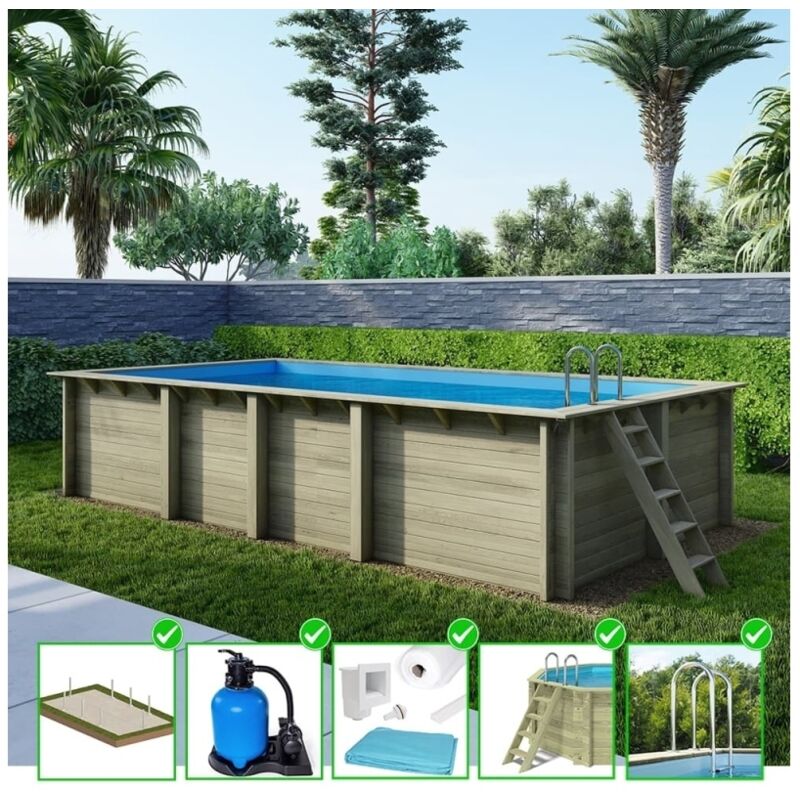 foto del prodotto piscina in legno aqua 7x3,75 h.1,45 m su telaio senza cementazione bas7308ospu