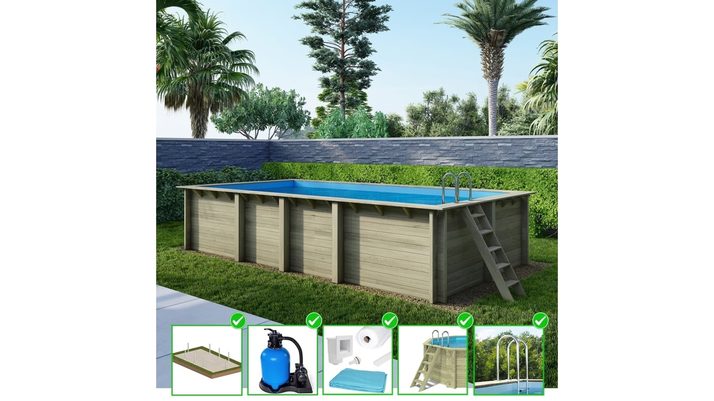 foto del prodotto piscina in legno aqua 7x3.75 h.1.45 m su telaio senza cementazione bas7308ospu altanka