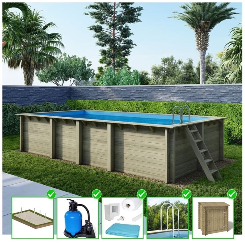 foto del prodotto piscina in legno aqua 7x3,75 h.1,45 m su telaio senza cementazione bas7308ospu sza
