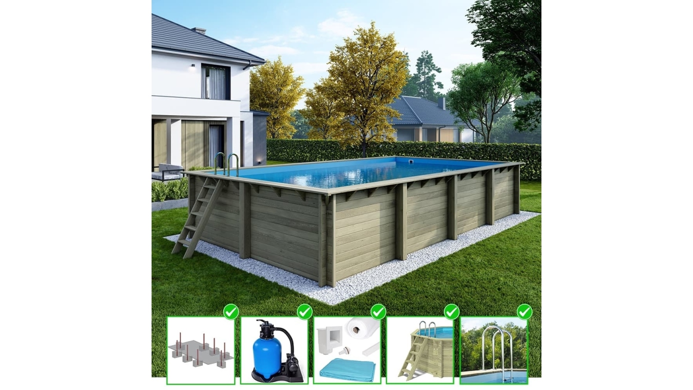 foto del prodotto piscina in legno aqua 8.5x4.35 h.1.45 m con profilo da cementare bas7309ospi altanka