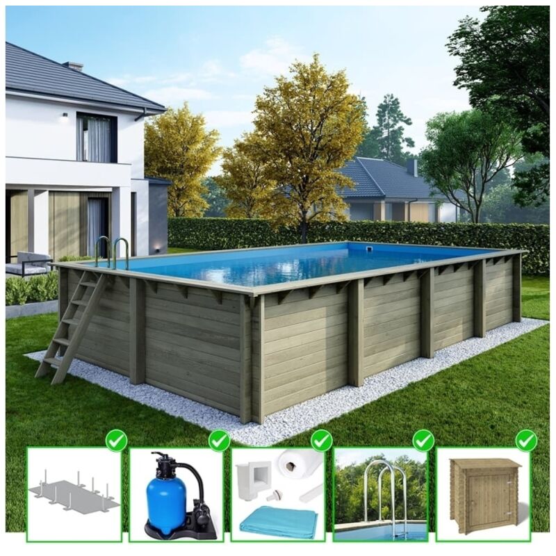 foto del prodotto piscina in legno aqua 8,5x4,35 h.1,45 m fissate su calcestruzzo esistente bas7309ospl sza