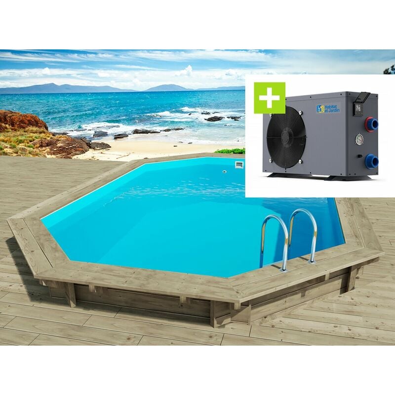 foto del prodotto piscina in legno florida - 6,57 x 4,57 x 1,31 m pompa di calore reversibile simplicity by hayward on off - 5 kw - bianco