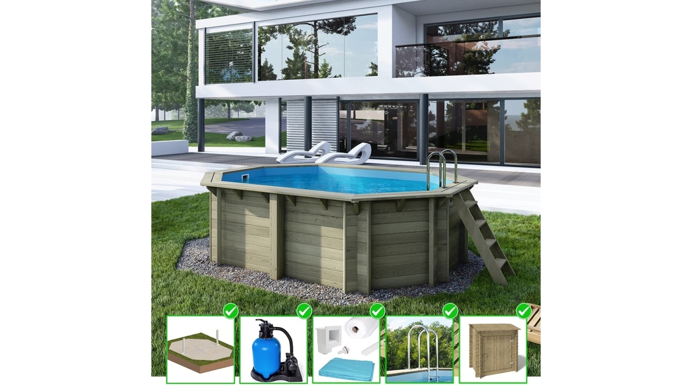 foto del prodotto piscina in legno nemo 4.3x3.00 h.1.18 m su telaio senza cementazione bas7302ospu sza altanka