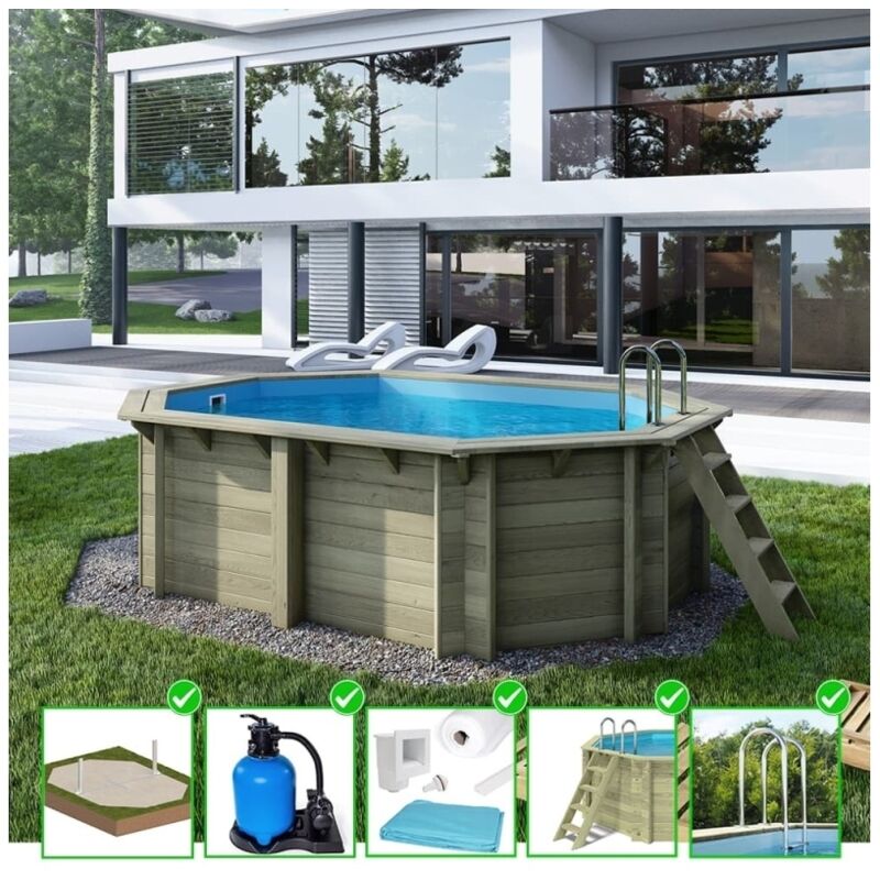 foto del prodotto piscina in legno nemo 4,3x3 h.1,18 m su telaio senza cementazione bas7302ospu