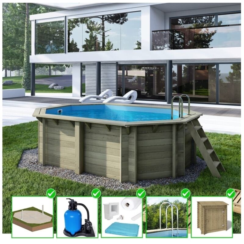 foto del prodotto piscina in legno nemo 4,3x3 h.1,18 m su telaio senza cementazione bas7302ospu sza