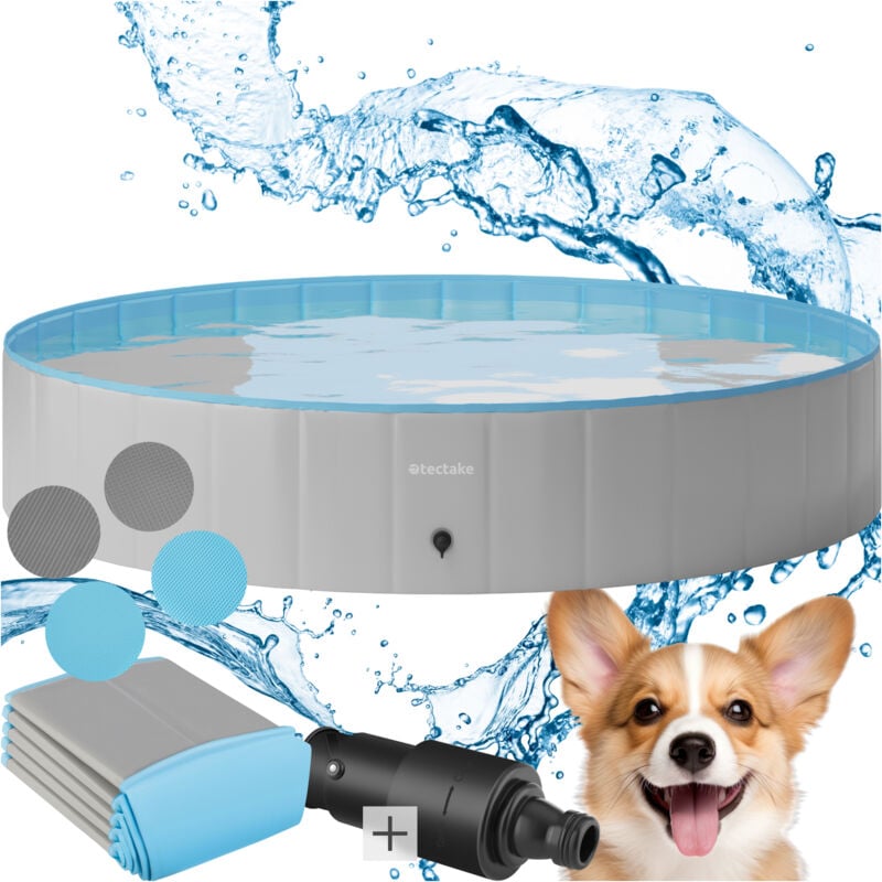 foto del prodotto piscina per cani nele, pieghevole, con attacco per tubo piscina per cani, piscina da giardino per cani, installazione 160 cm