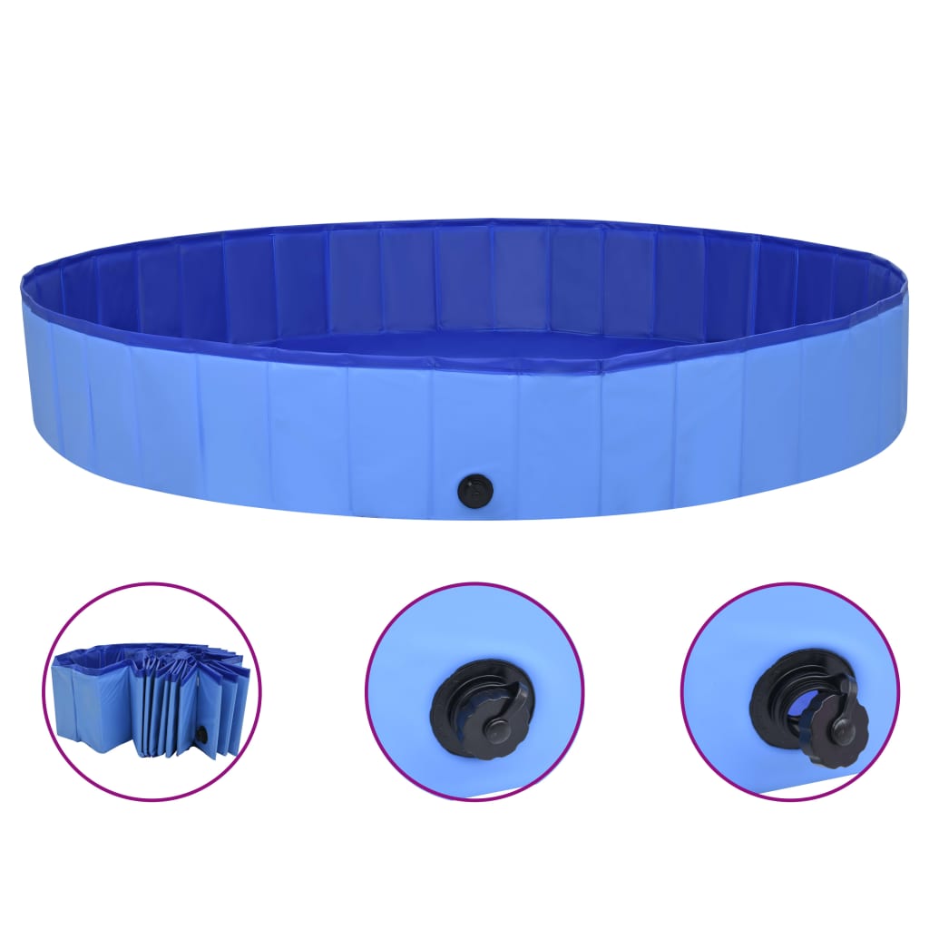 foto del prodotto piscina per cani pieghevole blu 200x30 cm in pvc cod mxl 69036