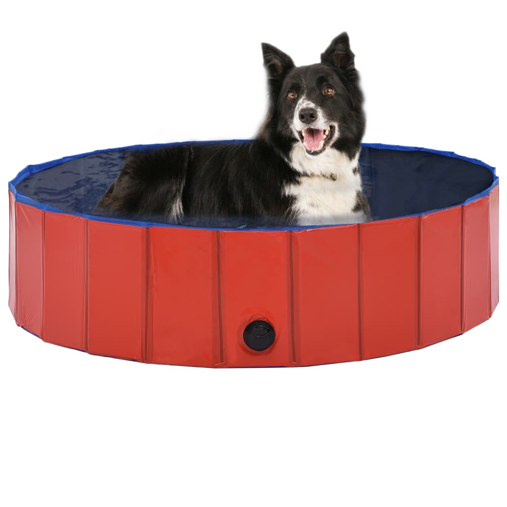 foto del prodotto piscina per cani pieghevole rossa 120x30 cm in pvc