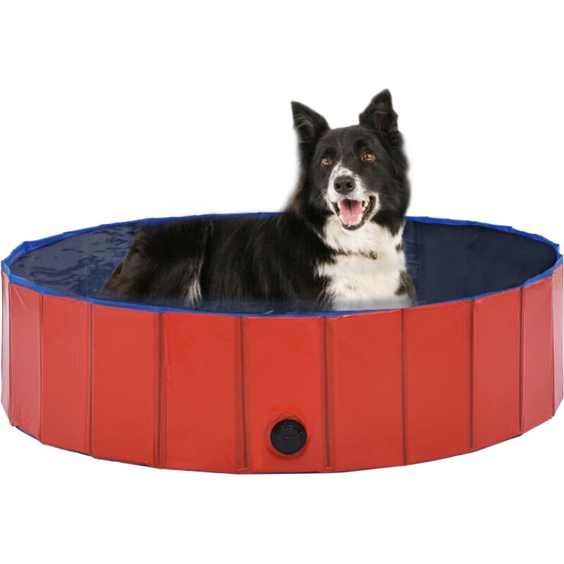 foto del prodotto piscina per cani pieghevole rossa 120x30 cm in pvc vidaxl