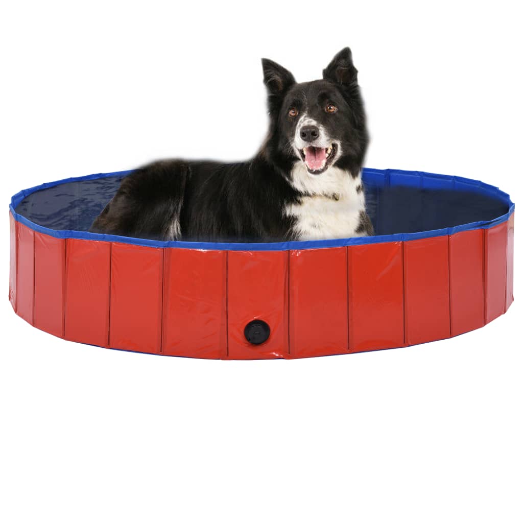 foto del prodotto piscina per cani pieghevole rossa 160x30 cm in pvc cod mxl 66317