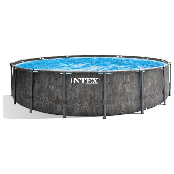 foto del prodotto piscina prism greywood 457x122 cm, con pompa filtro, scaletta, telo base, telo copertura