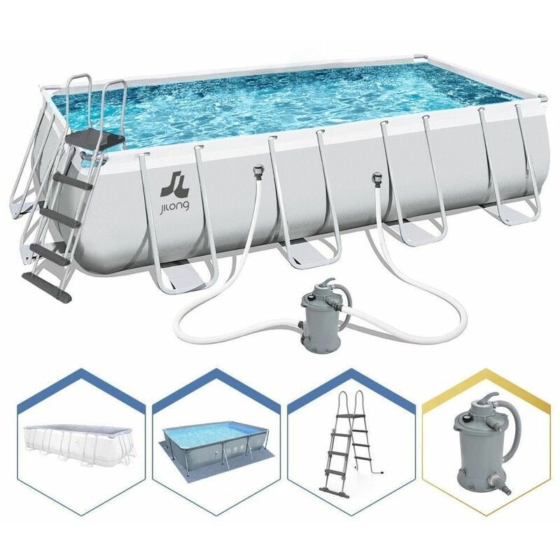 foto del prodotto piscina rettangolare con struttura 549x305x122 cm con pompa, scaletta e telo