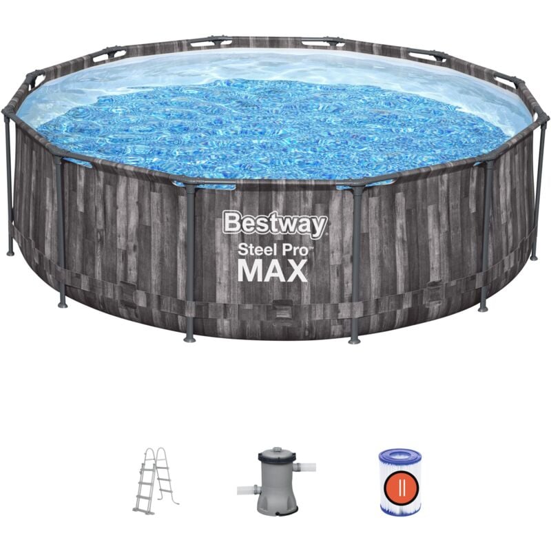 foto del prodotto piscina tonda 366xh100 fuori terra steel pro max bestway 5614x pompa e scaletta