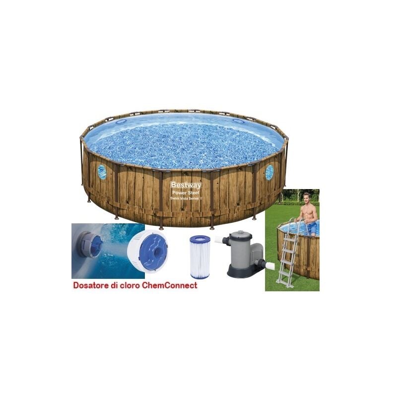 foto del prodotto piscine tonde con telaio rattan bestway 56725 piscina fuoriterra cm. 488x122h