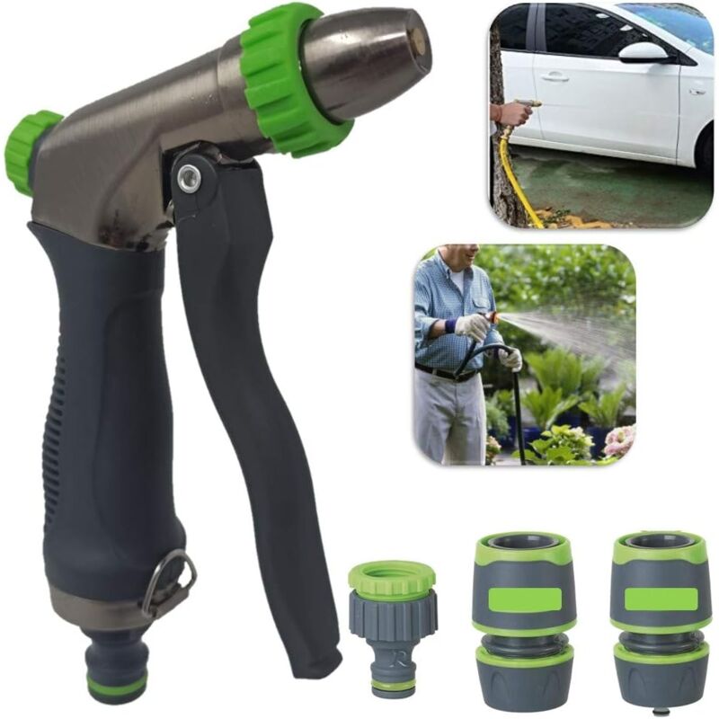 foto del prodotto pistola a spruzzo acqua giardino in metallo raccordi