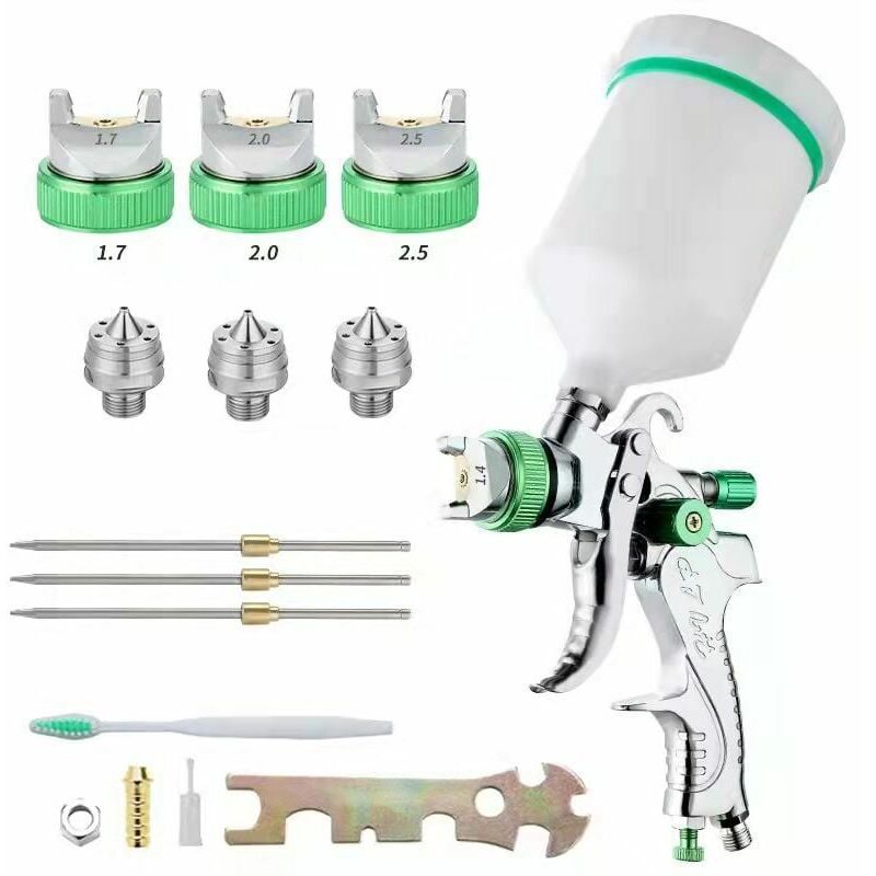 foto del prodotto pistola a spruzzo per vernice professionale ad alta pressione kit pistola a spruzzo ad aria con alimentazione a gravit pistola per verniciatura