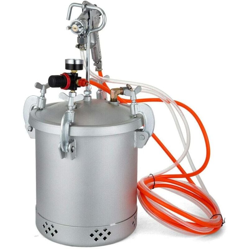 foto del prodotto pistola a spruzzo per vernice, tanica da 10 l, serbatoio da 10 l, con regolatore dell aria e valvola di sicurezza, ugello standard da 3 mm, ugello
