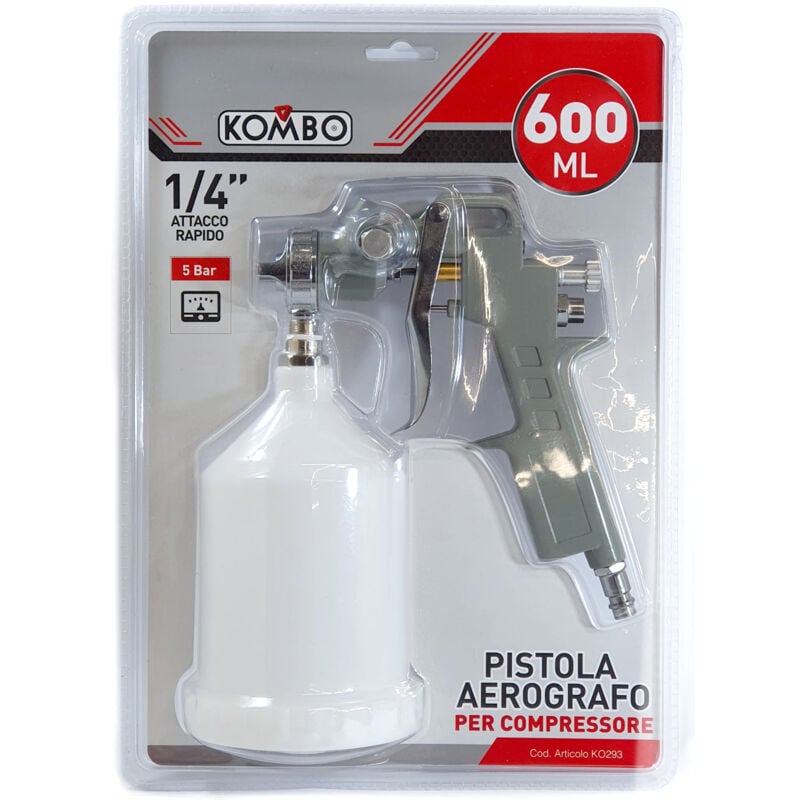 foto del prodotto pistola aerografo ugello da 1 a 5 mm , serbatoio da 600