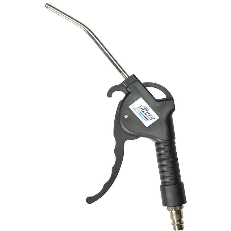 foto del prodotto pistola aria compressa con ugello da 3,8mm, pistola di soffiaggio a canna curva da 10cm, accessorio compressori, corpo in plastica isolante,