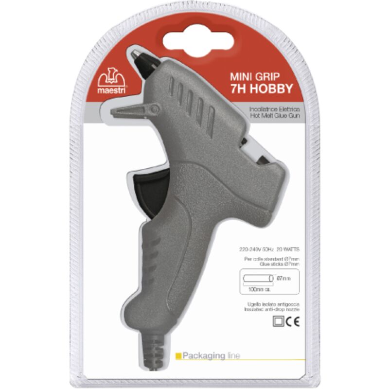 foto del prodotto pistola colla a caldo per stick colla diametro 7 mm con ugello isolato antigoccia maestri