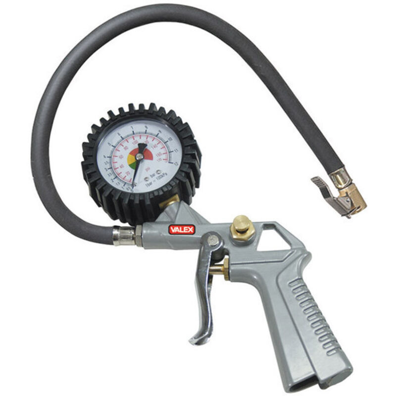 foto del prodotto pistola con manometro gonfiaggio pneumatici compressore rapido e baionetta valex