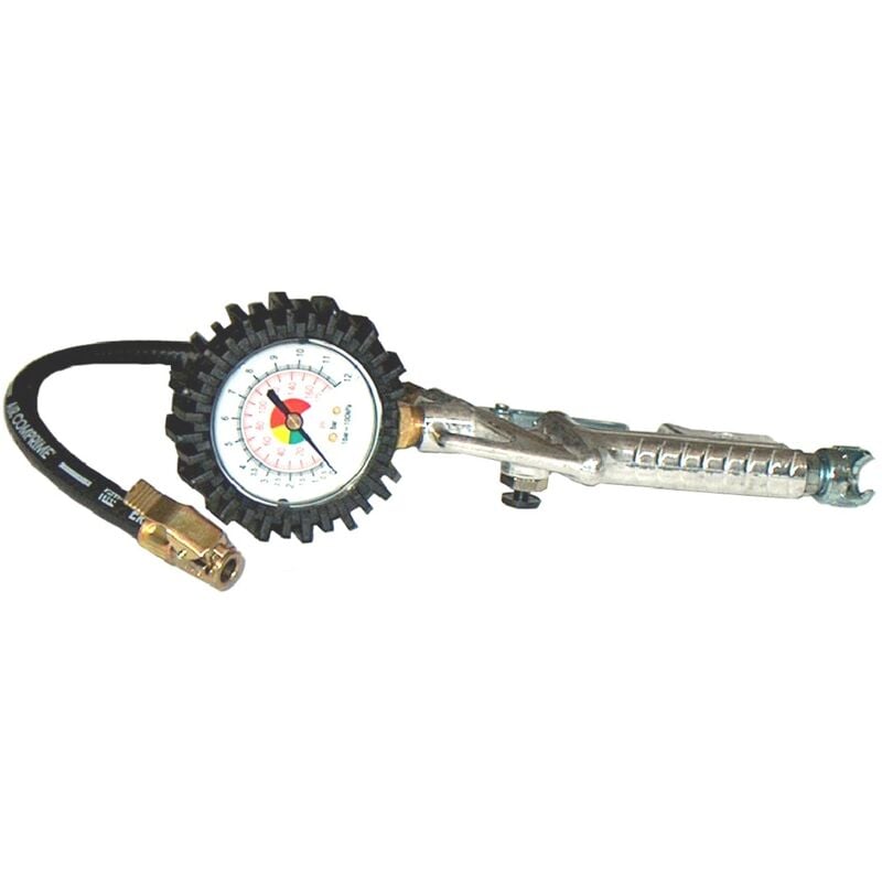 foto del prodotto pistola di gonfiaggio con manometro 63 mm bar 0 10 con tubo di gomma e testina
