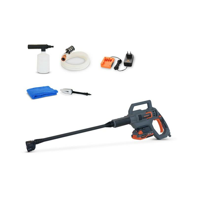 foto del prodotto pistola idropulitrice ad alta pressione a batteria 20v fuxtec set con batteria fx e1hdr20