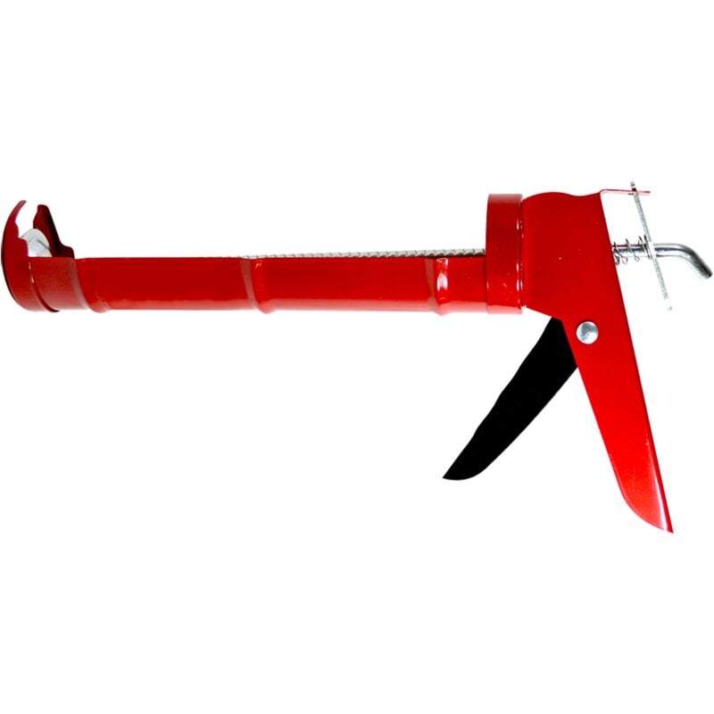 foto del prodotto pistola per cartuccia in silicone con struttura in metallo rossa e nera 225mm