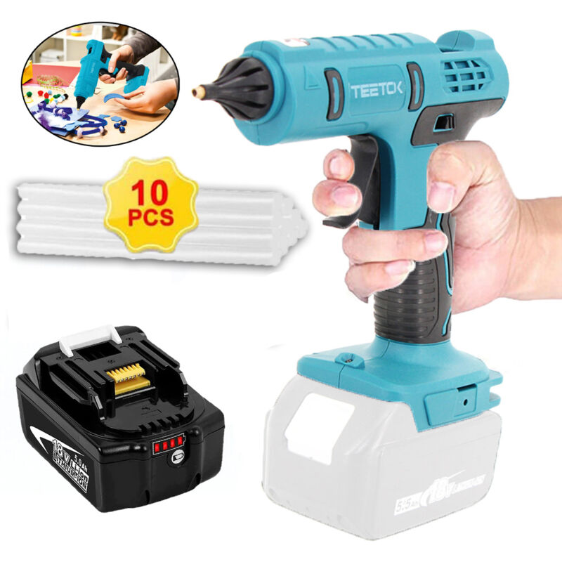 foto del prodotto pistola per colla, pistola per colla senza fili 10 bastoncini di colla da 11 mm per riparazioni fai da te 1 batteria da 5,5 a senza