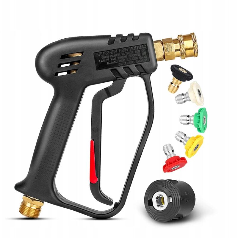 foto del prodotto pistola per idropulitrice 5000psi con filettatura di collegamento da 22 mm e connettore rapido da 1 4 per k rcher click set di 5 ugelli