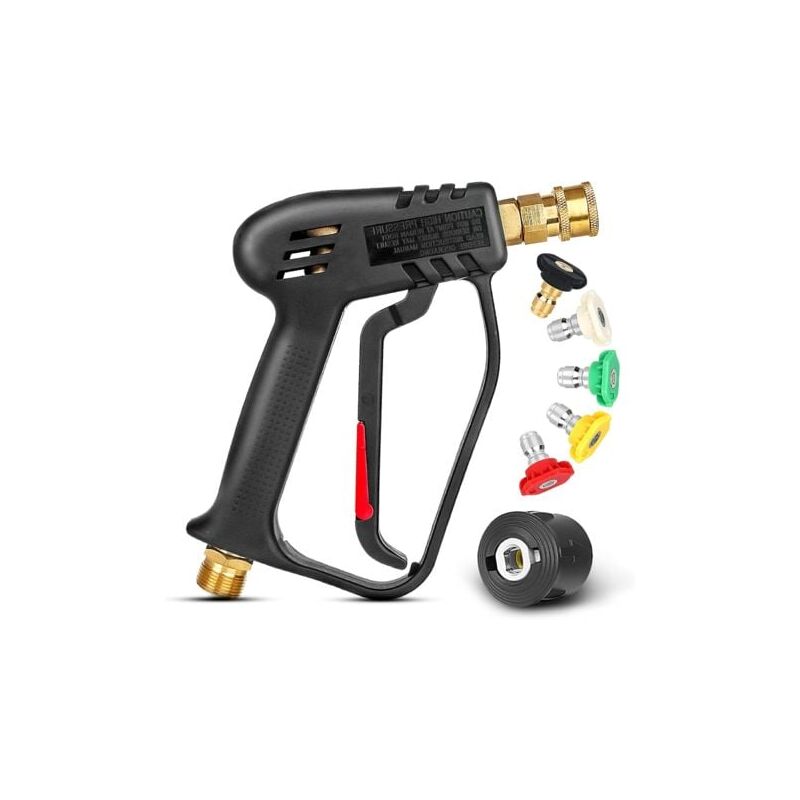 foto del prodotto pistola per idropulitrice aiperq da 4000 psi con 5 ugelli intercambiabili, pistola per lavaggio a getto con attacco rapido da 1 4 e attacco m22