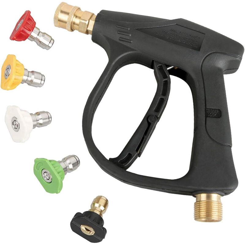 foto del prodotto pistola per idropulitrice applicabile, 3000 psi max, con ugello a sgancio rapido a 5 colori, connettore per tubo flessibile per idropulitrice m22 14,