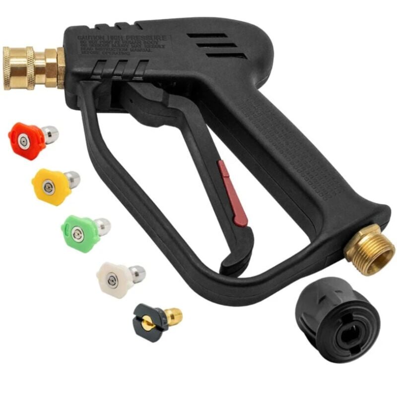 foto del prodotto pistola per idropulitrice ymyny da 4000 psi con 5 ugelli intercambiabili, pistola per lavaggio a getto con attacco rapido da 1/4' e attacco m22-14 mm
