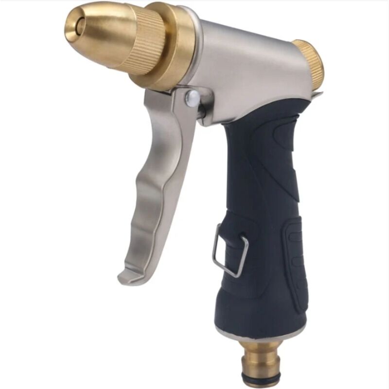 foto del prodotto pistola per irrigazione in metallo impugnatura in gomma antiscivolo getto regolabile