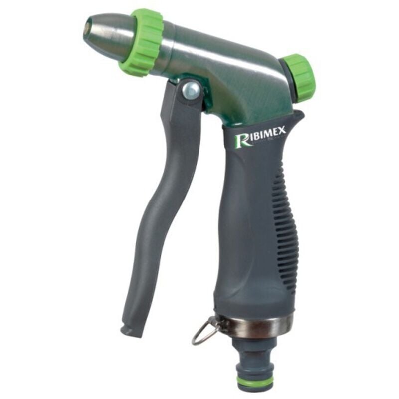 foto del prodotto pistola regolabile per irrigazione tri-materiale metallo spazzolato ribimex pra tb.1315
