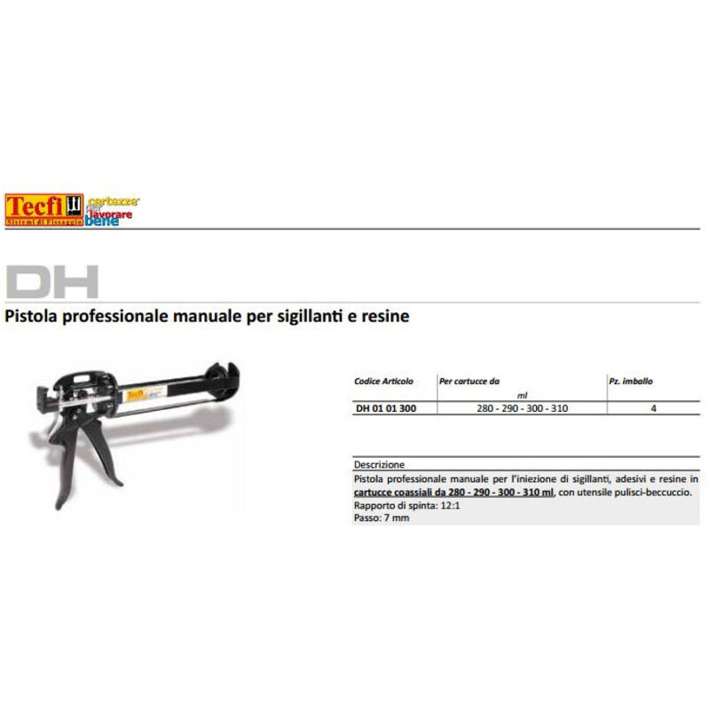foto del prodotto pistola silicone professionale tecfi per cartucce resina grasso rinforzata